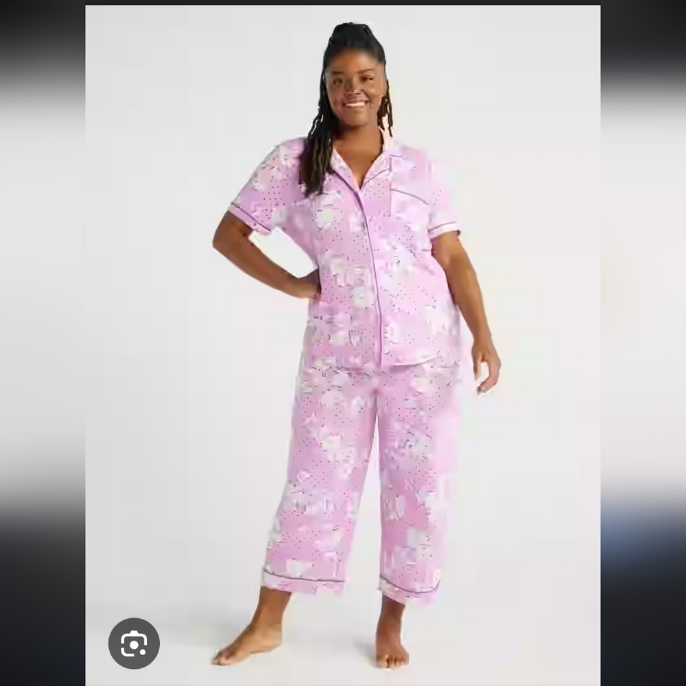 Floral Pink Women's Pajama Set Size 16 Exellent Condition Joy Spun